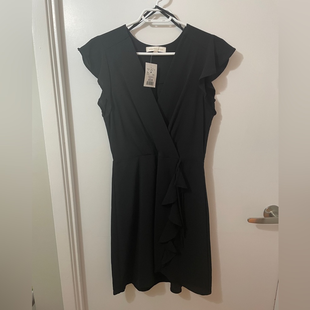 Black Wrap Style Mini Dress